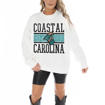 Women's Gameday Couture White Coastal Carolina Chanticleers Fair Catch Pullover Sweatshirt