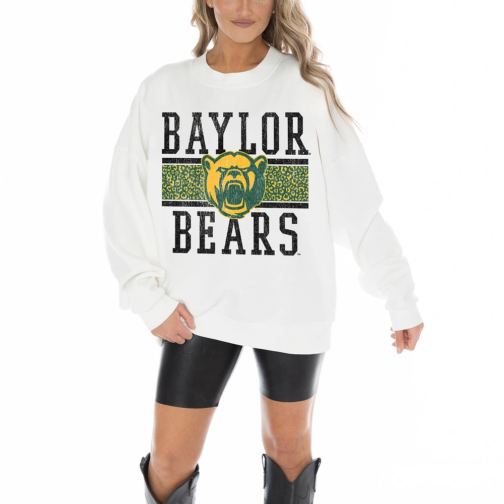 Women's Gameday Couture White Baylor Bears Fair Catch Pullover Sweatshirt