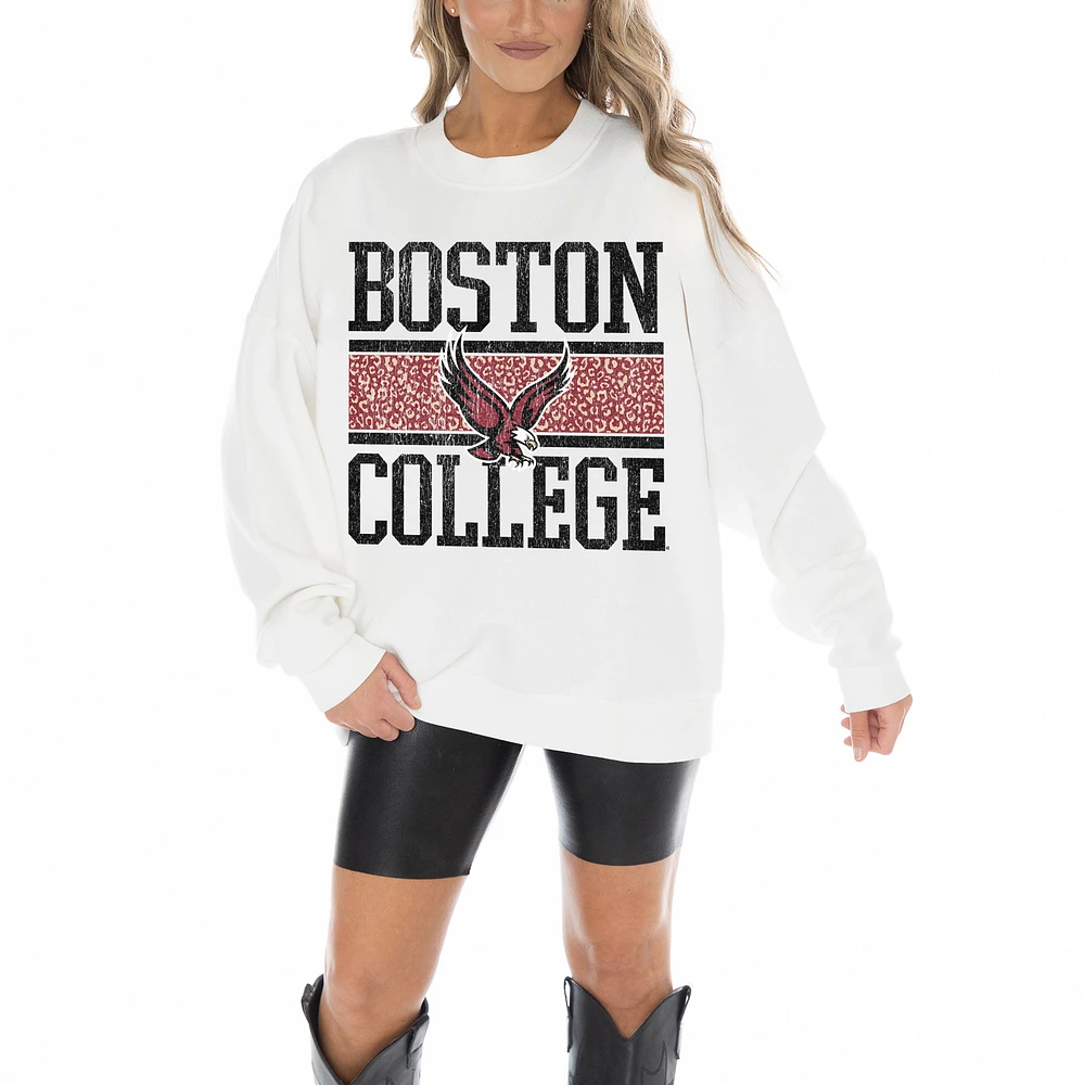Women's Gameday Couture White Boston College Eagles Fair Catch Pullover Sweatshirt