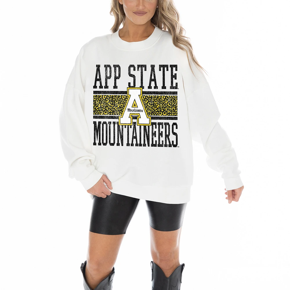 Women's Gameday Couture White Appalachian State Mountaineers Fair Catch Pullover Sweatshirt