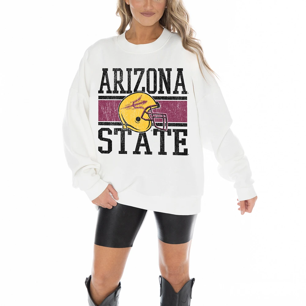 Women's Gameday Couture White Arizona State Sun Devils Fair Catch Pullover Sweatshirt