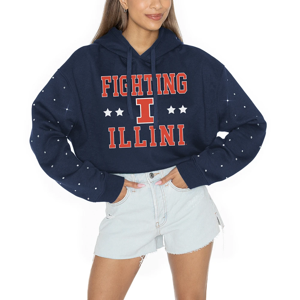Women's Gameday Couture Navy Illinois Fighting Illini Like A Star Scrunch Waist Pullover Hoodie