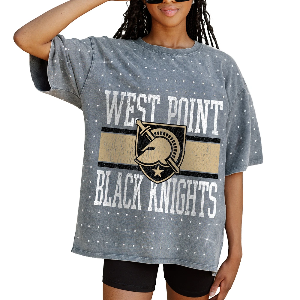 Women's Gameday Couture Gray Army Black Knights On the Ball Oversized T-Shirt