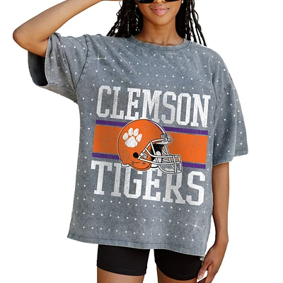 Women's Gameday Couture Gray Clemson Tigers On the Ball Oversized T-Shirt