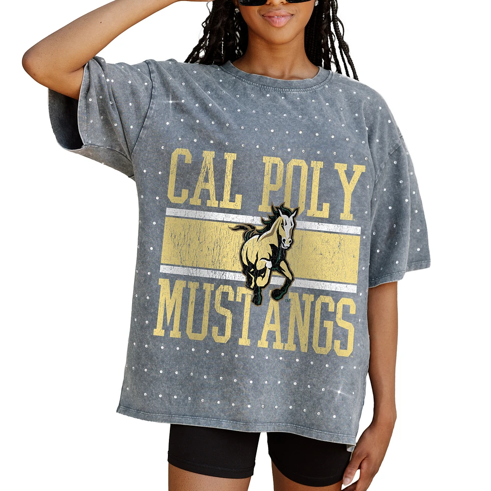 Women's Gameday Couture Gray Cal Poly Mustangs On the Ball Oversized T-Shirt