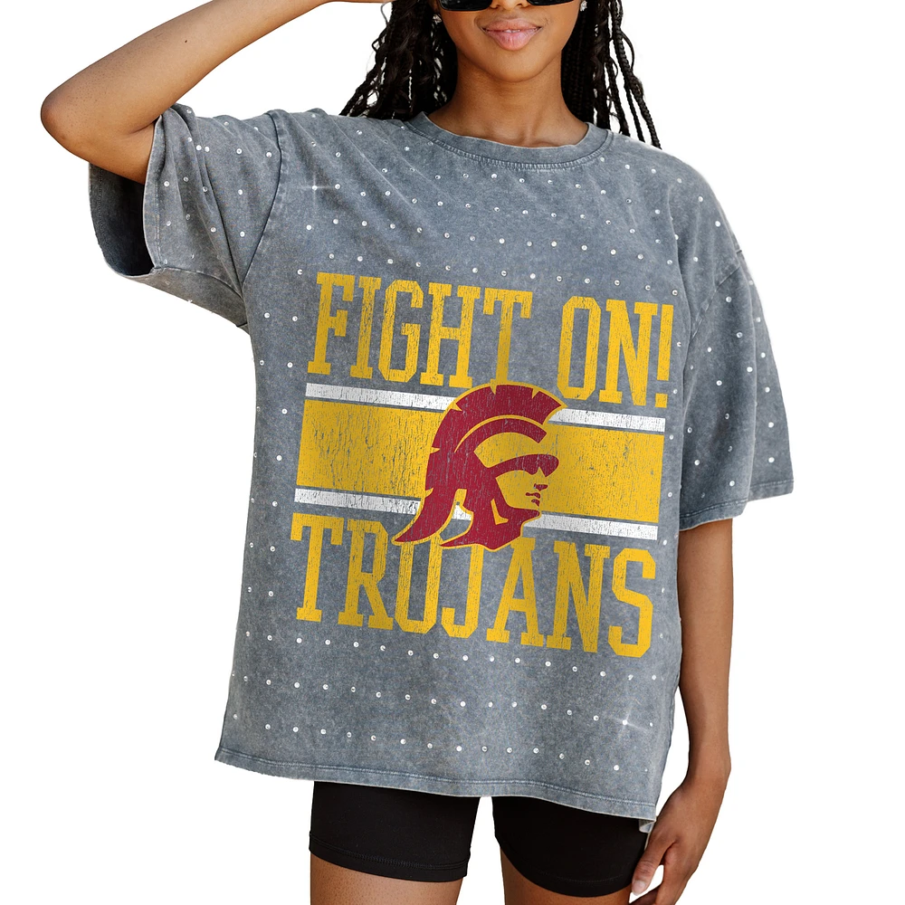 Women's Gameday Couture Gray USC Trojans On the Ball Oversized T-Shirt