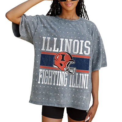 Women's Gameday Couture Gray Illinois Fighting Illini On the Ball Oversized T-Shirt