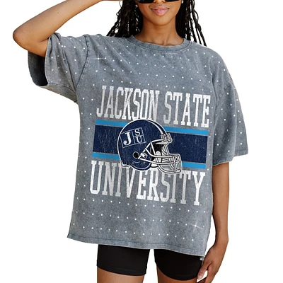 Women's Gameday Couture Gray Jackson State Tigers On the Ball Oversized T-Shirt