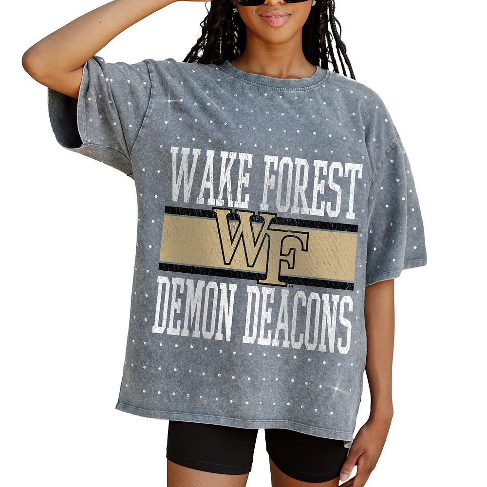 Women's Gameday Couture Gray Wake Forest Demon Deacons On the Ball Oversized T-Shirt