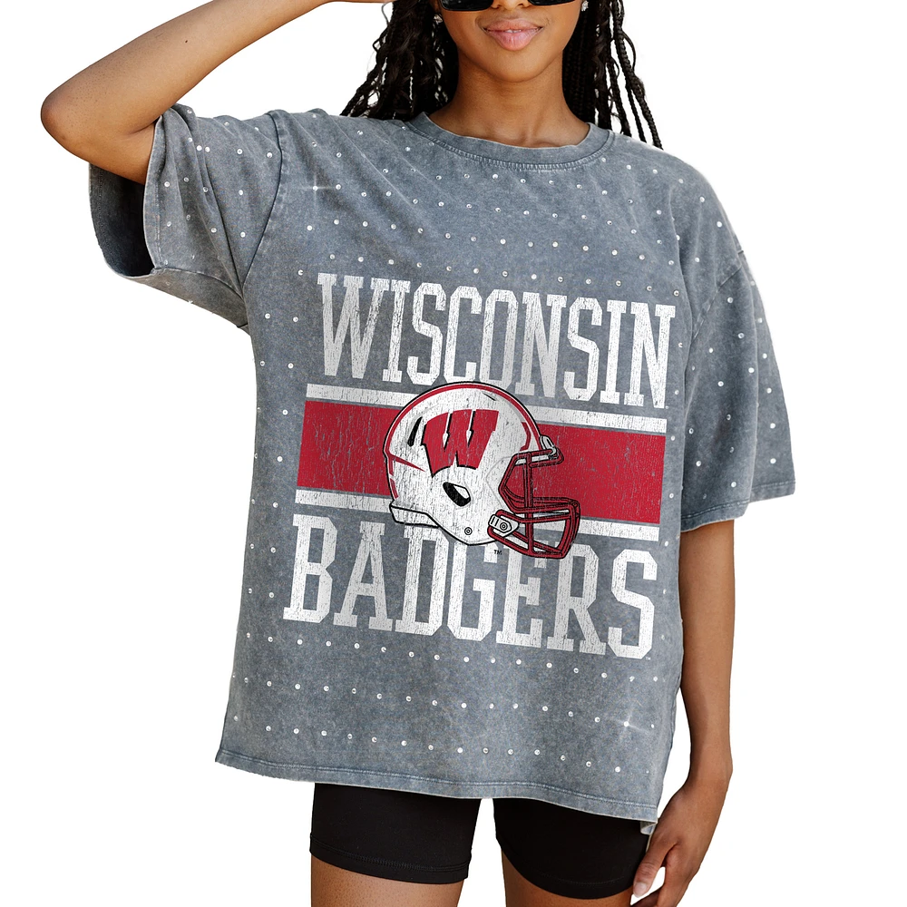 Women's Gameday Couture Gray Wisconsin Badgers On the Ball Oversized T-Shirt