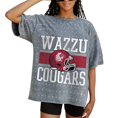 Women's Gameday Couture Gray Washington State Cougars On the Ball Oversized T-Shirt
