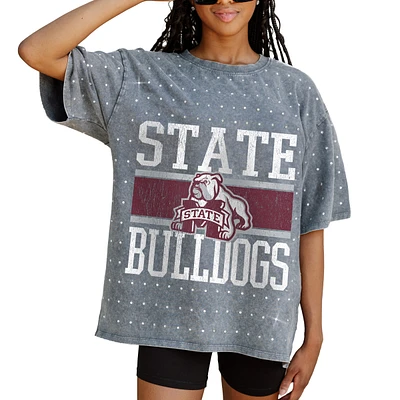Women's Gameday Couture Gray Mississippi State Bulldogs On the Ball Oversized T-Shirt