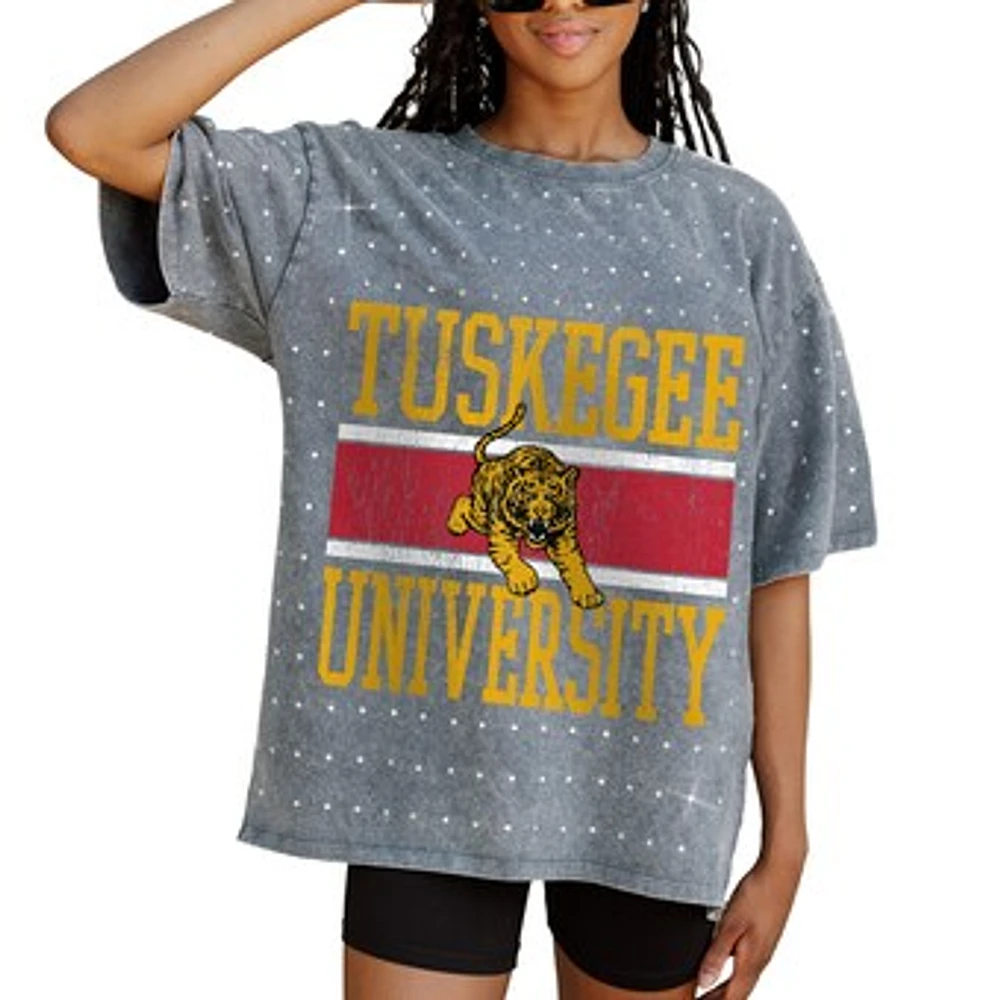 Women's Gameday Couture Gray Tuskegee Golden Tigers On the Ball Oversized T-Shirt