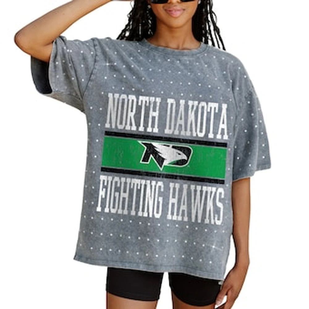 Women's Gameday Couture Gray North Dakota On the Ball Oversized T-Shirt