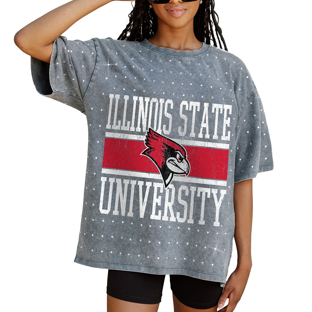 Women's Gameday Couture Gray Illinois State Redbirds On the Ball Oversized T-Shirt