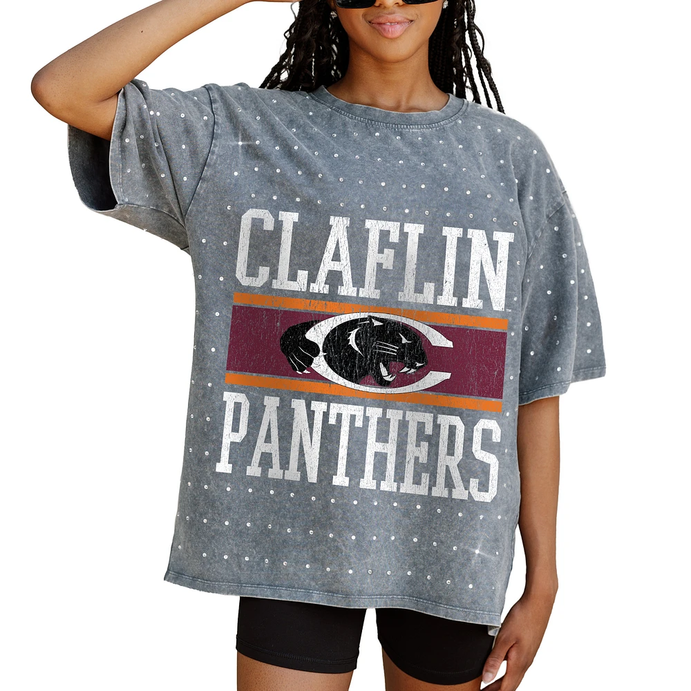 Women's Gameday Couture Gray Claflin Panthers On the Ball Oversized T-Shirt
