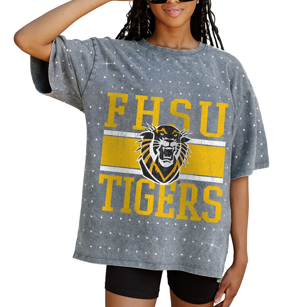 Women's Gameday Couture Gray Fort Hays State Tigers On the Ball Oversized T-Shirt