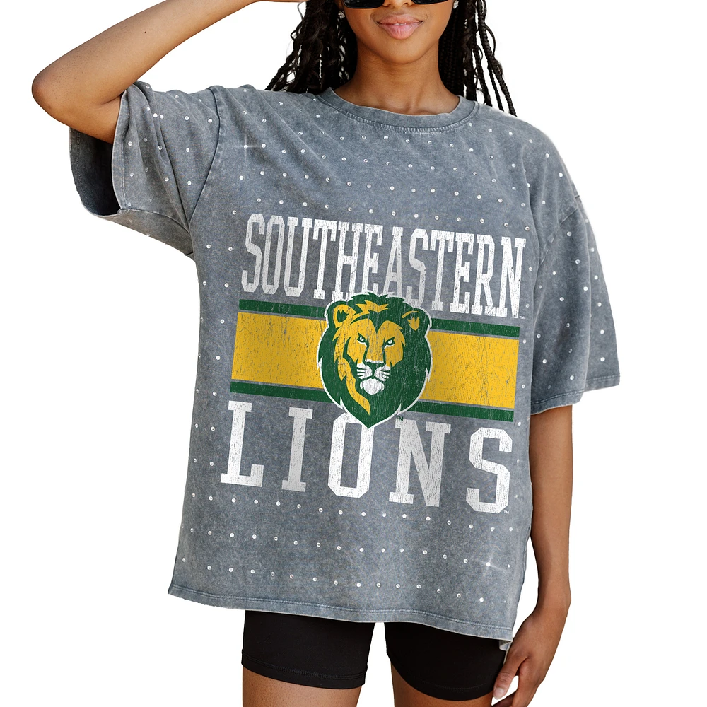 Women's Gameday Couture Gray Southeastern Louisiana Lions On the Ball Oversized T-Shirt