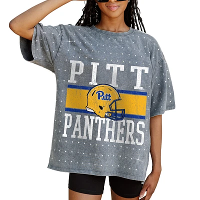 Women's Gameday Couture Gray Pitt Panthers On the Ball Oversized T-Shirt