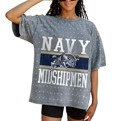 Women's Gameday Couture Gray Navy Midshipmen On the Ball Oversized T-Shirt