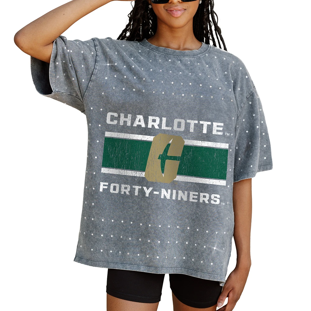 Women's Gameday Couture Gray Charlotte 49ers On the Ball Oversized T-Shirt