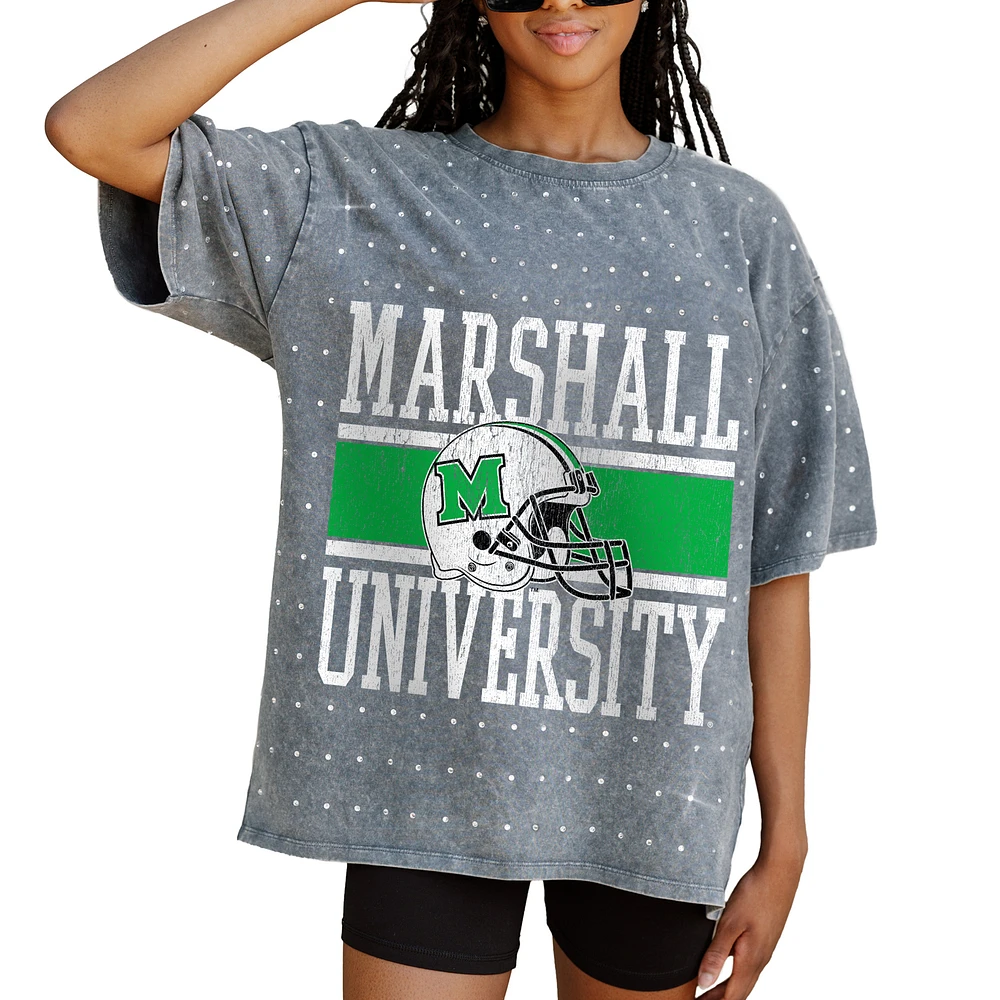 Women's Gameday Couture Gray Marshall Thundering Herd On the Ball Oversized T-Shirt