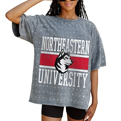 Women's Gameday Couture Gray Northeastern Huskies On the Ball Oversized T-Shirt