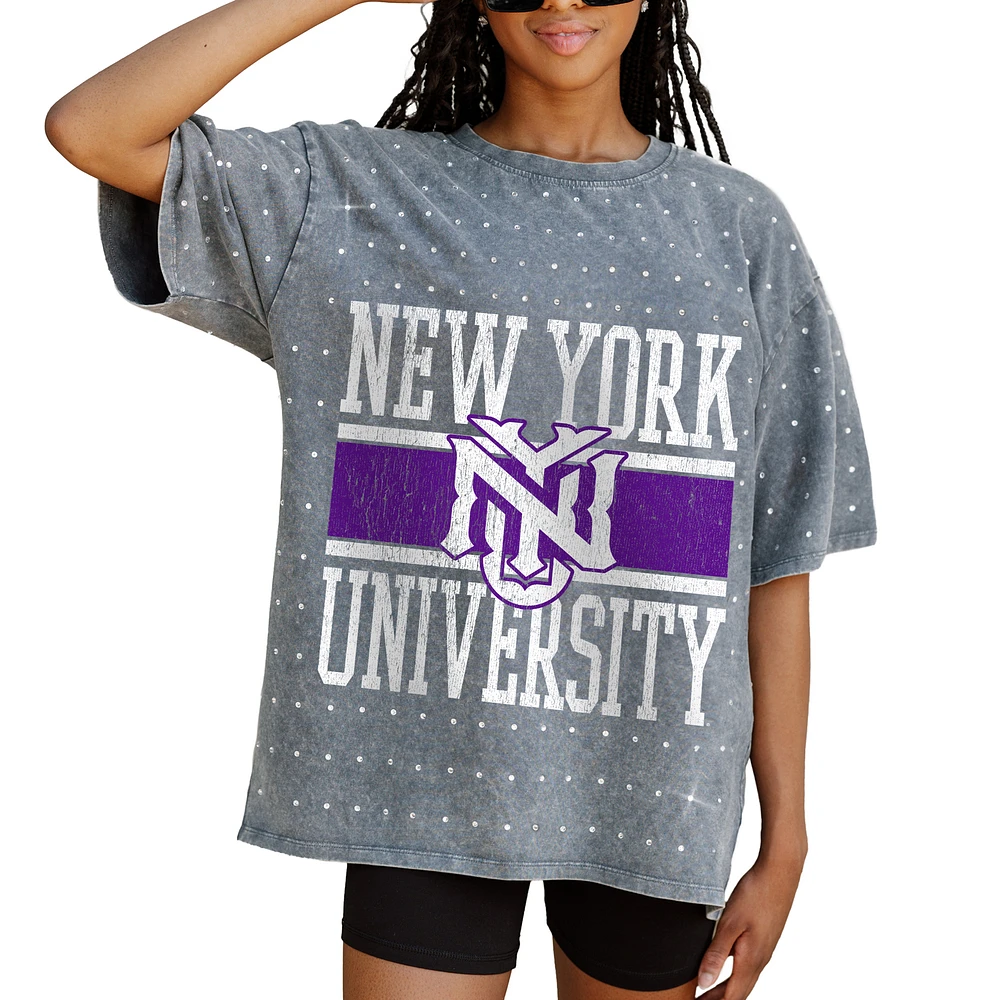 Women's Gameday Couture Gray NYU Violets On the Ball Oversized T-Shirt