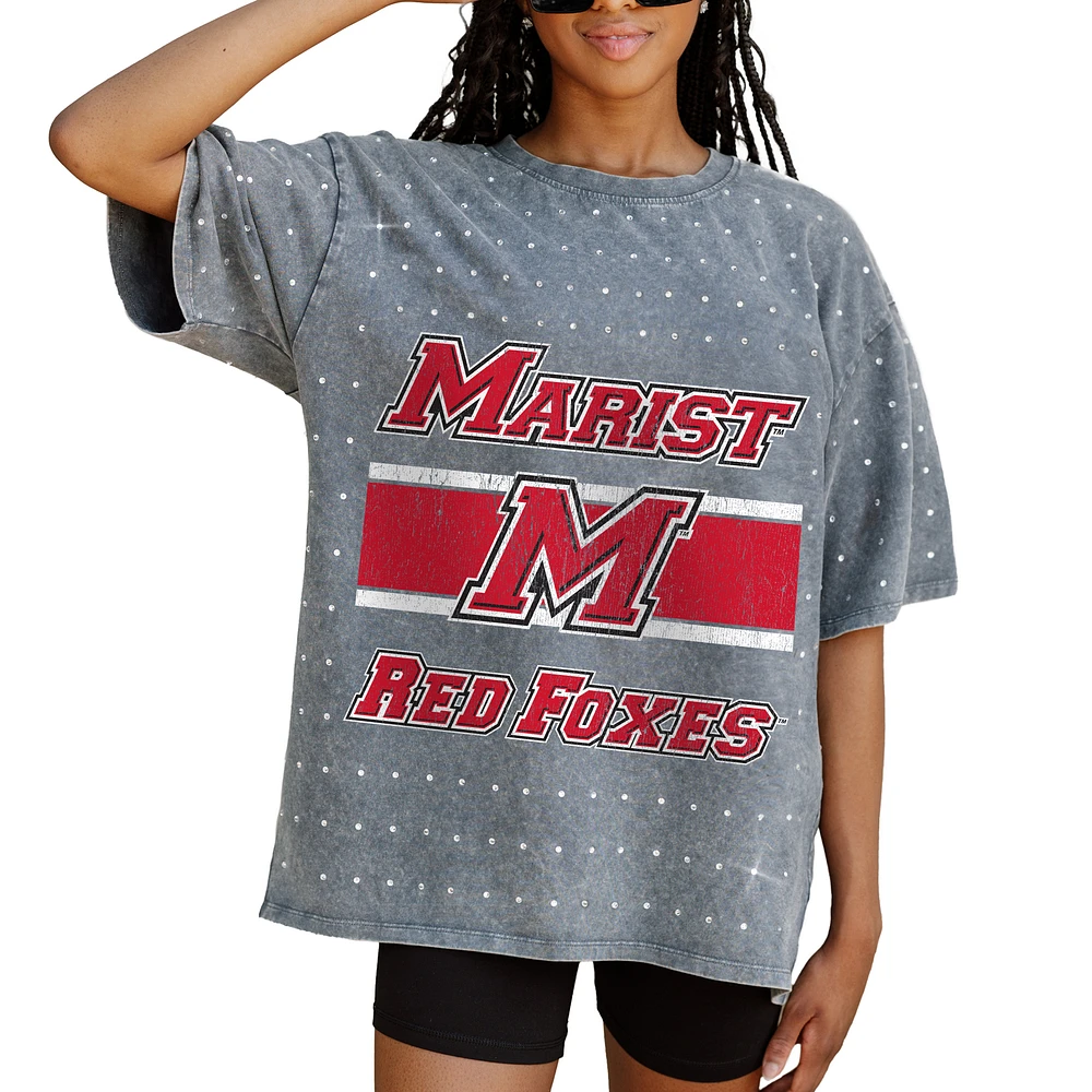 Women's Gameday Couture Gray Marist Red Foxes On the Ball Oversized T-Shirt