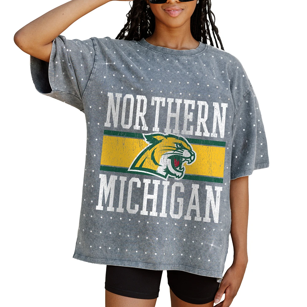 Women's Gameday Couture Gray Northern Michigan Wildcats On the Ball Oversized T-Shirt