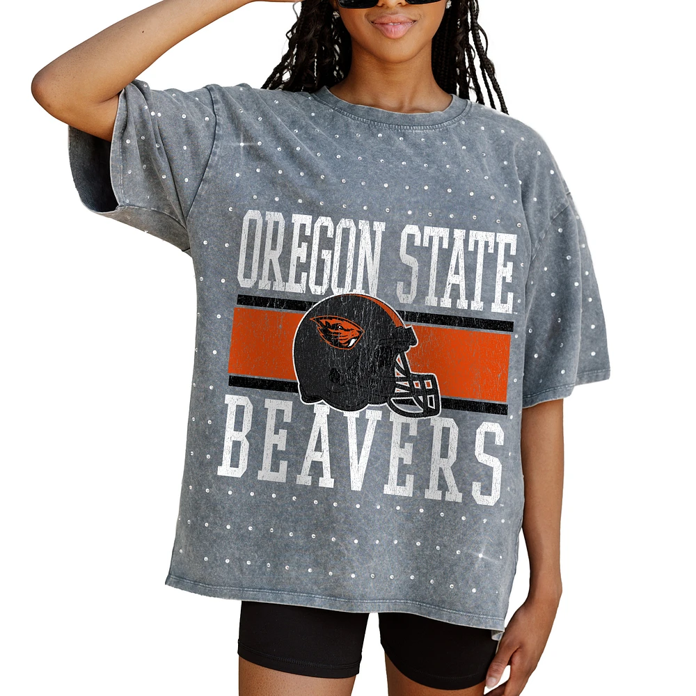 Women's Gameday Couture Gray Oregon State Beavers On the Ball Oversized T-Shirt