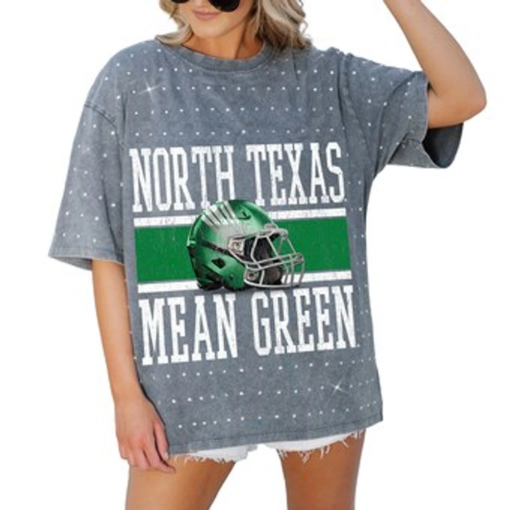 Women's Gameday Couture Gray North Texas Mean Green On the Ball Oversized T-Shirt