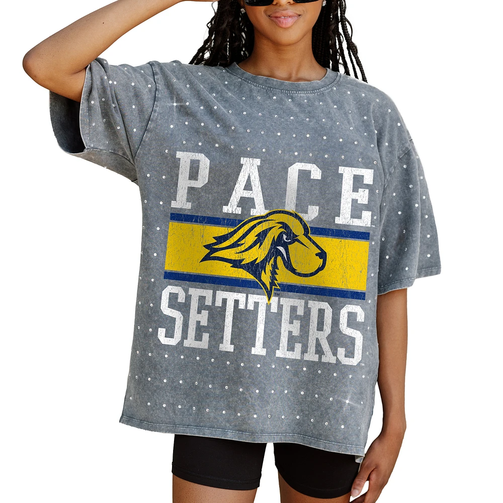 Women's Gameday Couture Gray Pace University Setters On the Ball Oversized T-Shirt