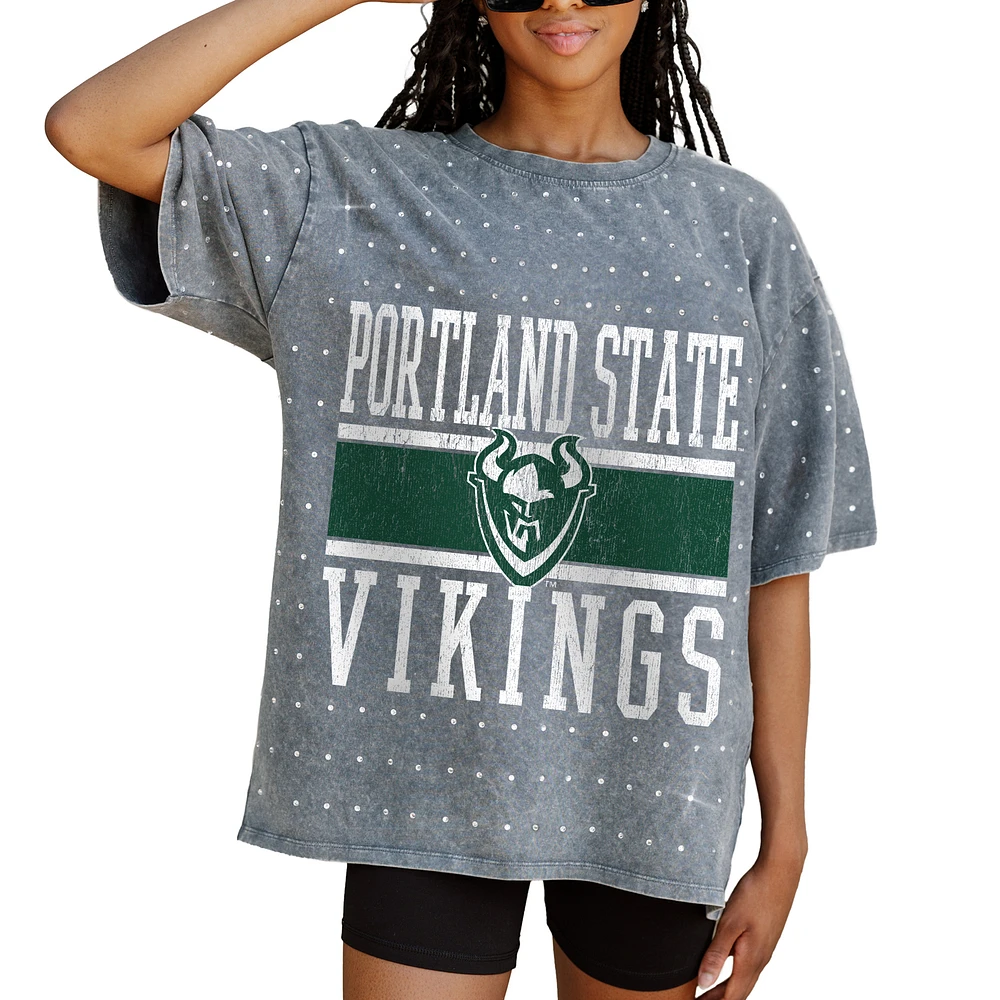 Women's Gameday Couture Gray Portland State Vikings On the Ball Oversized T-Shirt