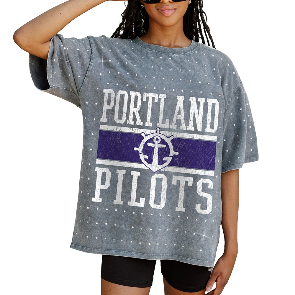 Women's Gameday Couture Gray Portland Pilots On the Ball Oversized T-Shirt