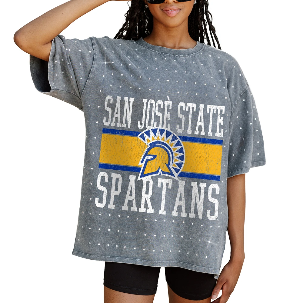Women's Gameday Couture Gray San Jose State Spartans On the Ball Oversized T-Shirt