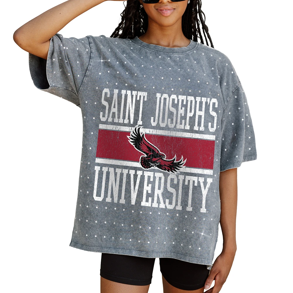 Women's Gameday Couture Gray Saint Joseph's Hawks On the Ball Oversized T-Shirt