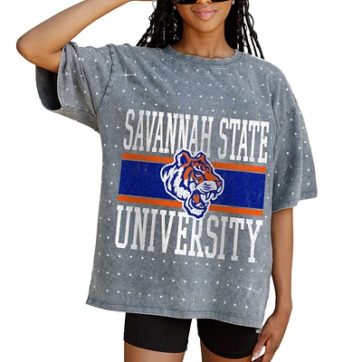 Women's Gameday Couture Gray Savannah State Tigers On the Ball Oversized T-Shirt