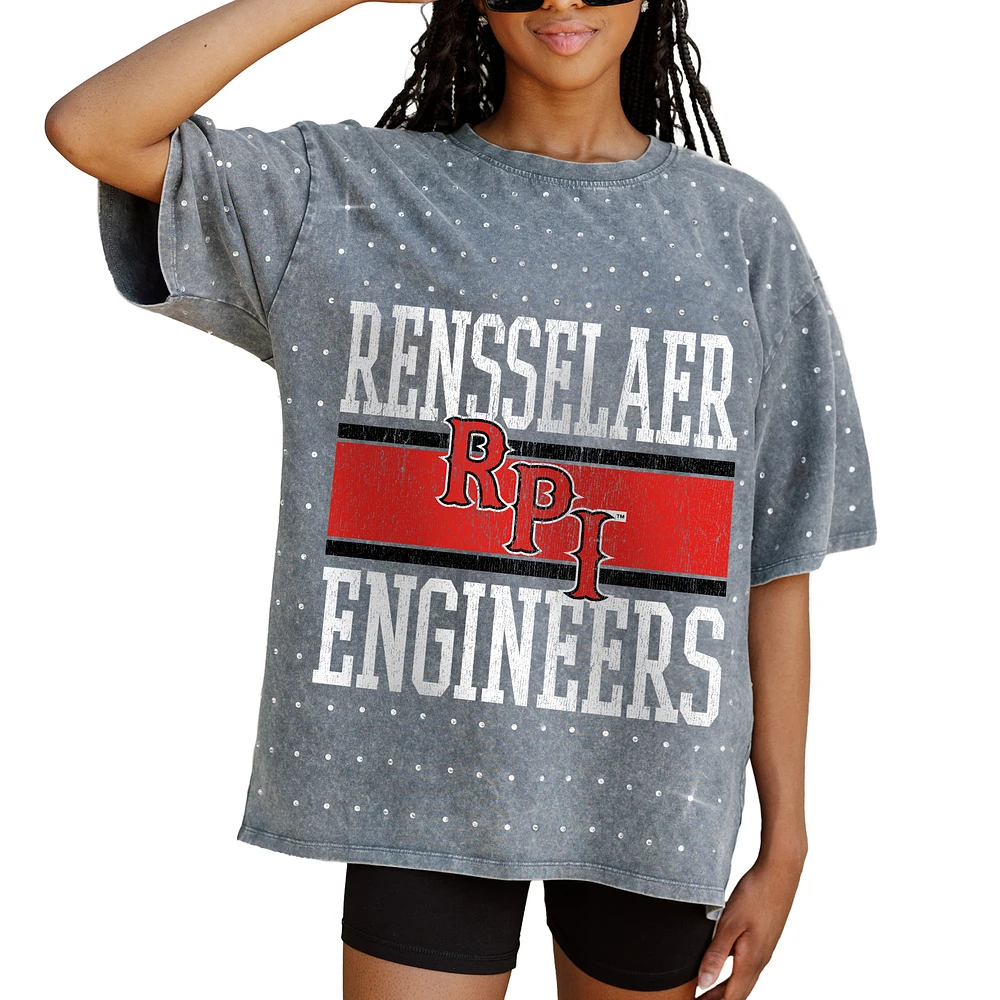 Women's Gameday Couture Gray Rensselaer Polytechnic Institute Engineers On the Ball Oversized T-Shirt