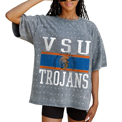 Women's Gameday Couture Gray Virginia State Trojans On the Ball Oversized T-Shirt