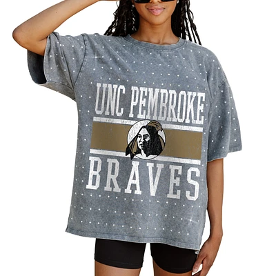 Women's Gameday Couture Gray University of North Carolina at Pembroke Braves On the Ball Oversized T-Shirt