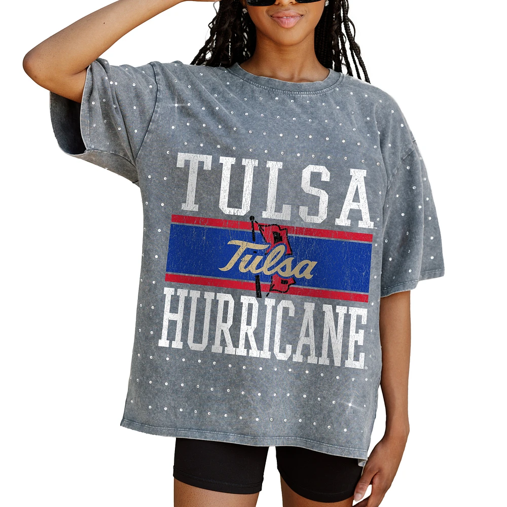Women's Gameday Couture Gray Tulsa Golden Hurricane On the Ball Oversized T-Shirt