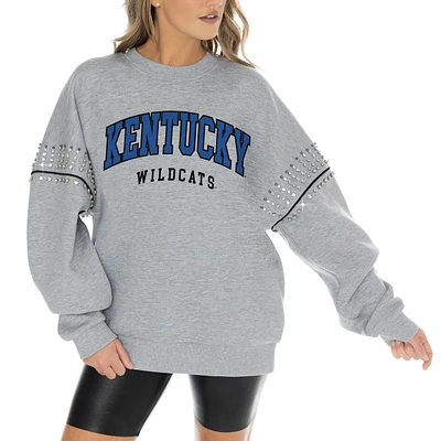 Women's Gameday Couture Heather Gray Kentucky Wildcats Competitive Edge Oversized Fleece Pullover Sweatshirt