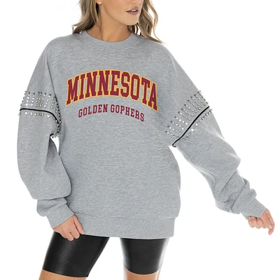 Women's Gameday Couture Heather Gray Minnesota Golden Gophers Competitive Edge Oversized Fleece Pullover Sweatshirt
