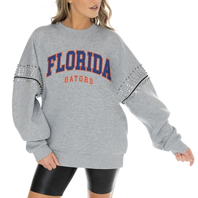 Women's Gameday Couture Heather Gray Florida Gators Competitive Edge Oversized Fleece Pullover Sweatshirt