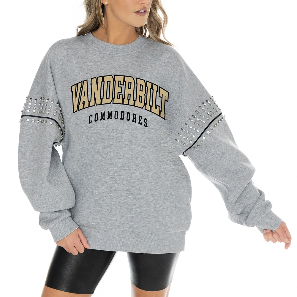 Women's Gameday Couture Heather Gray Vanderbilt Commodores Competitive Edge Oversized Fleece Pullover Sweatshirt