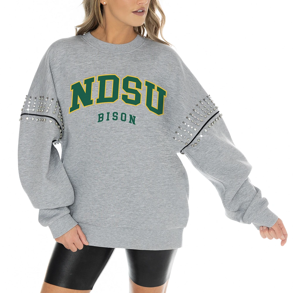 Women's Gameday Couture Heather Gray NDSU Bison Competitive Edge Oversized Fleece Pullover Sweatshirt