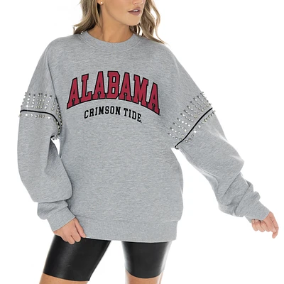 Women's Gameday Couture Heather Gray Alabama Crimson Tide Competitive Edge Oversized Fleece Pullover Sweatshirt