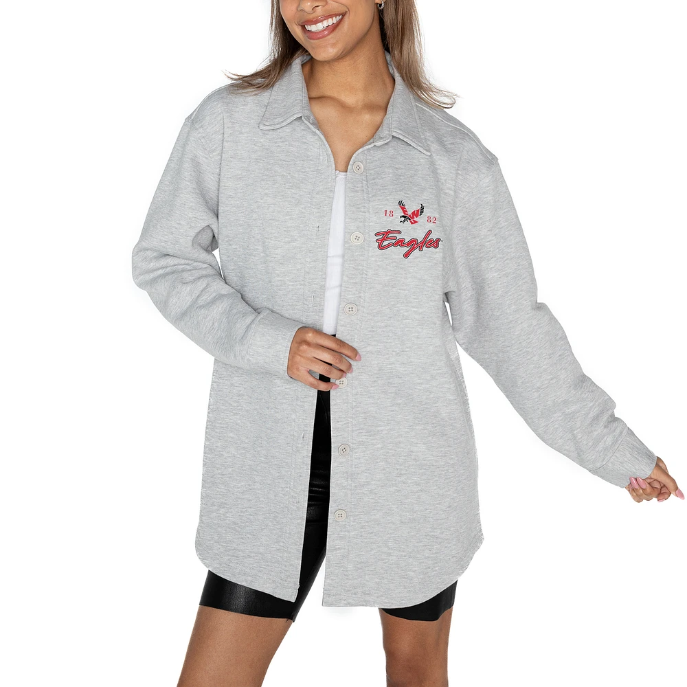 Women's Gameday Couture Ash Eastern Washington Eagles Foundation Full-Button Long Sleeve Overshirt