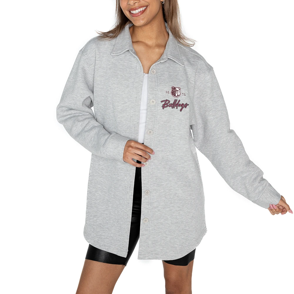 Women's Gameday Couture Ash Alabama A&M Bulldogs Foundation Full-Button Long Sleeve Overshirt